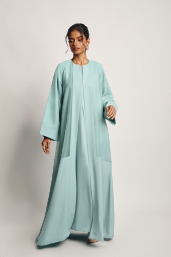 Adwa Overlay Abaya Dress Ocean Green